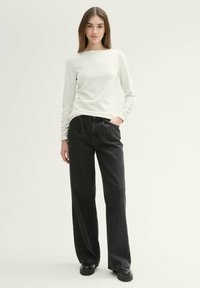 TOM TAILOR DENIM U-BOOT AUSSCHNITT - Tops ar garām piedurknēm - marble beige melange