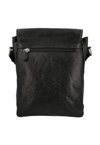 Borsa a tracolla nera in pelle con finitura textured, chiusura superiore con zip e tracolla regolabile per una comoda portabilità.