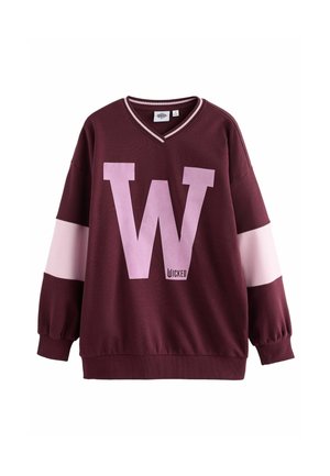 OFFICIAL WICKED MOVIE LICENSE VARSITY GRAPHIC VEE NECK - Mikina - burgundy red