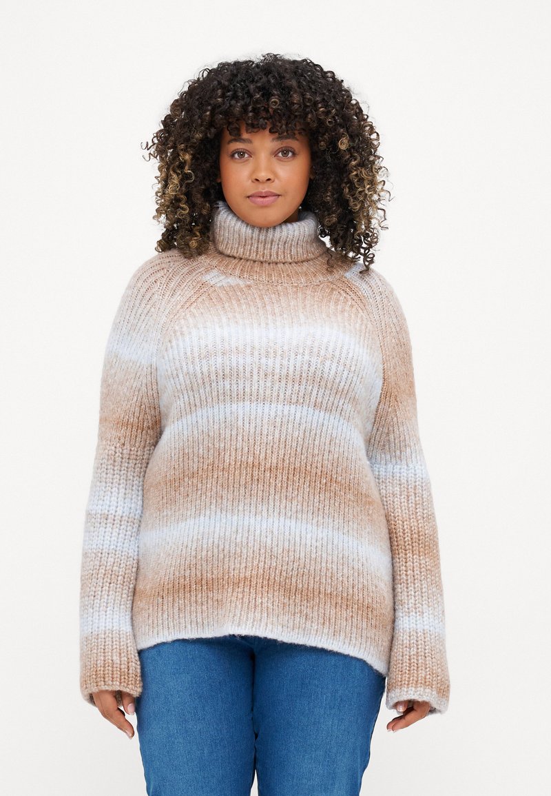 ONLY Carmakoma CARDITTE ROLLNECK  - Camisola - cloud blue/tobacco brown