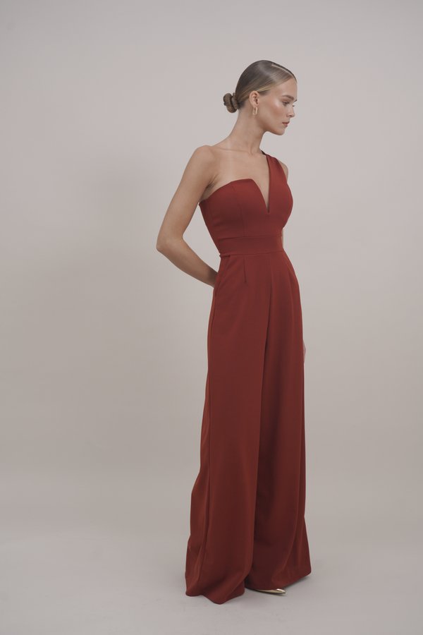 FLEUR ONE SHOULDER JUMPSUIT - Jumpsuit - burnt orange4