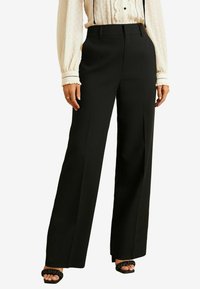 HIGH WAIST WIDE LEG TAILORED  - Tygbyxor - black