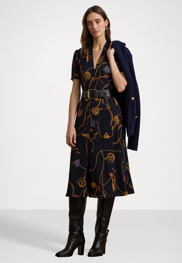 PRINT BELTED GEORGETTE PUFF SLEEVE DRESS - Day dress4