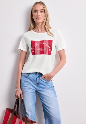 Street One, T-SHIRT MIT RUNDHALS UND PRINT - T-shirt imprimé - off white