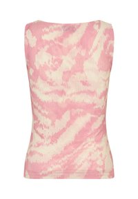 Pink and cream tank top featuring a wavy abstract pattern, fitted design, and a smooth textured finish. No visible seams or embellishments.