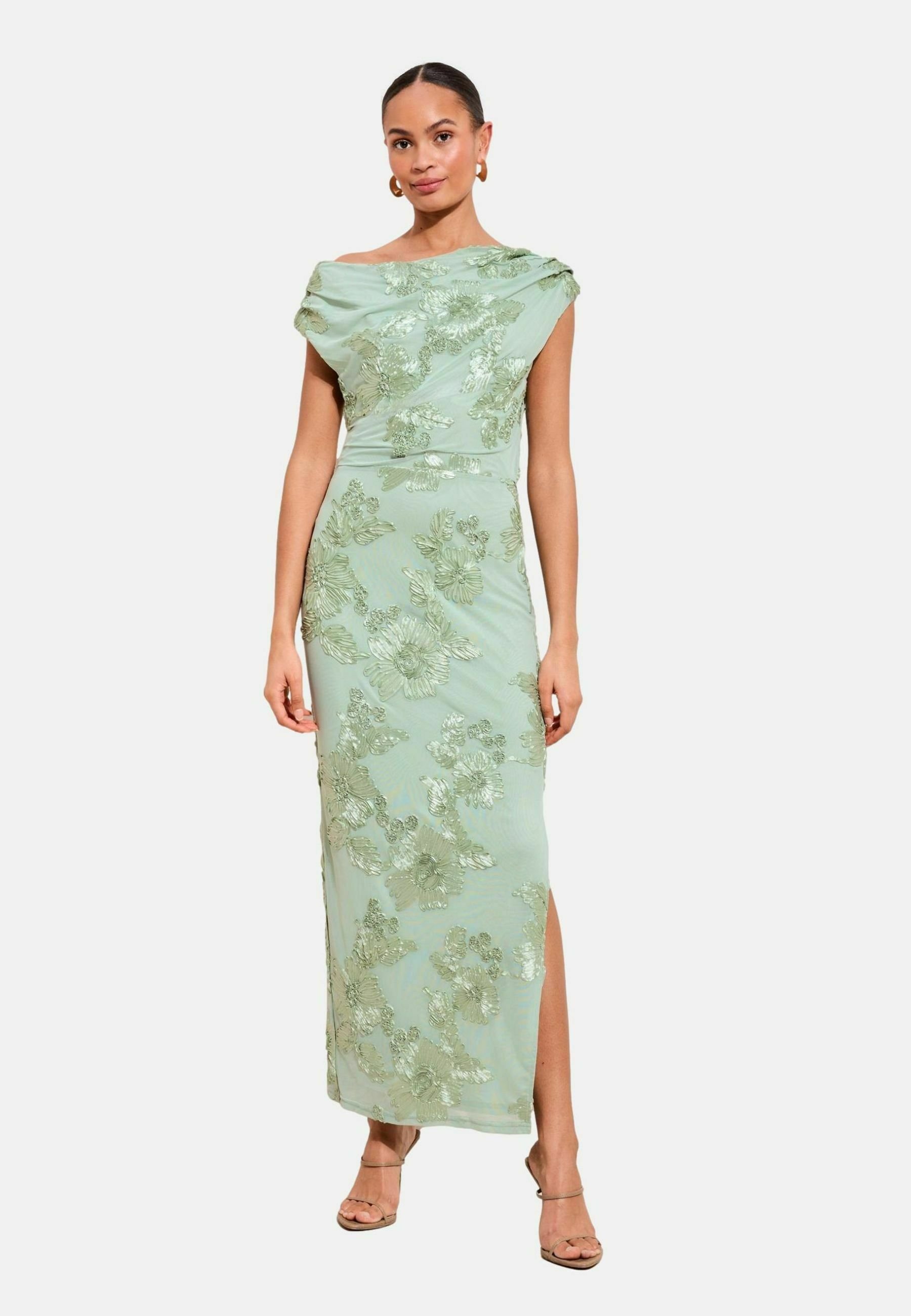Friends Like These REGULAR FIT - TEXTURED DRAPED ONE SHOULDER MIDI DRESS .  - Occasion wear - sage green/green - Zalando