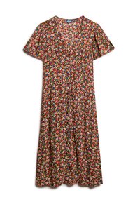 Superdry & Co PRINTED BUTTON-UP SHORT SLEEVE MIDI TEA - Abito a camicia - ditsy brown
