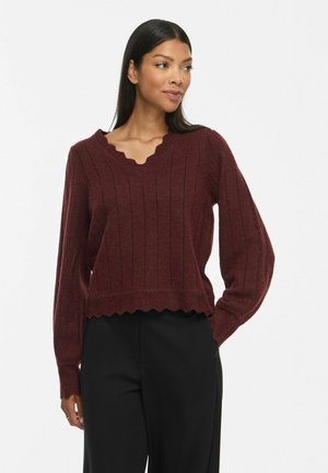 VILA, KNITTED PULLOVER VIZIRA V-NECK - Пуловер - port royale