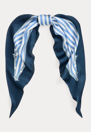 Lauren Ralph Lauren STRIPED CREST SILK DIAMOND SCARF - Foulard - carson blue