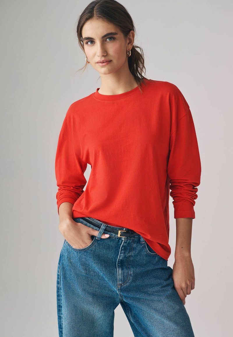 THE SET REGULAR FIT 5 PACK - Top s dlouhým rukávem - beige navy blue red white navy&white stripe