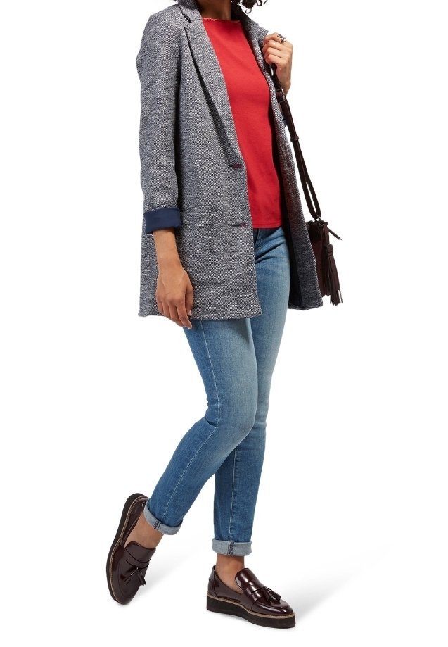 TOM TAILOR Blazer - mottled dark blue