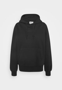 Zwarte capuchonsweatshirt van een katoenmengsel, met een voorzak, trekkoorden en een geperst logo op de borst. Geribbelde manchetten en zoom.