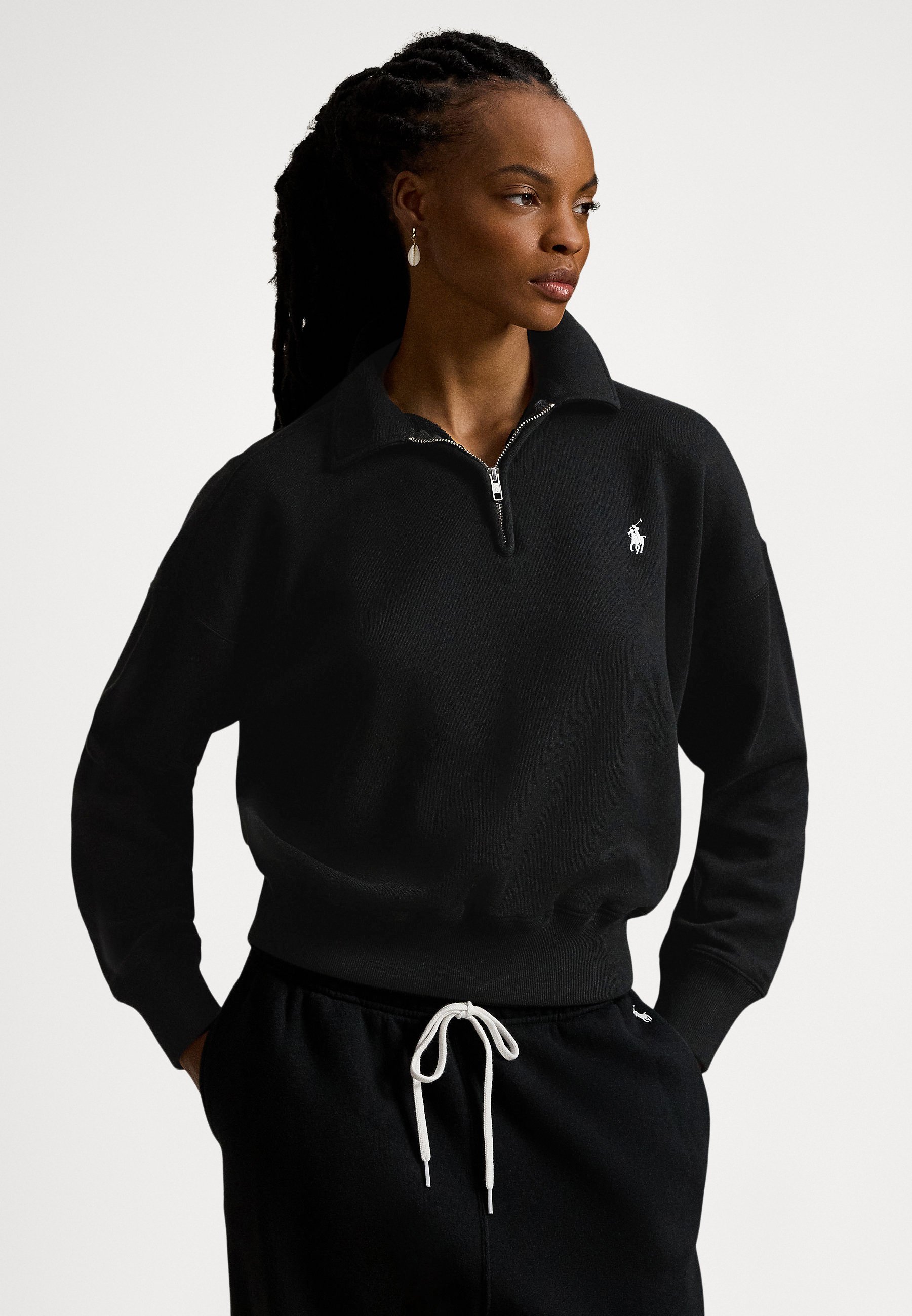Polo Ralph Lauren KNIT-HALF ZIP-SWEATSHIRT - Sweater - black/zwart
