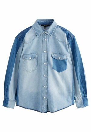 Blus - mid blue patchwork