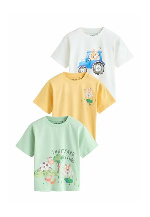 Next, REGULAR FIT - SHORT SLEEVE GRAPHIC T-SHIRT 3 PACK  . - T-Shirt print - green watercolour farm