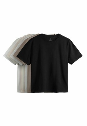RELAXED SHORT SLEEVE 5 PACK - Paprasti marškinėliai - black taupe brown stone grey marl cream