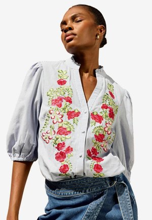 Love & Roses EMBROIDERED V NECK 3/4 SLEEVE  - Cămașă - stripe embroidery