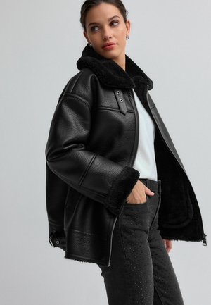 AVIATOR BIKER - REGULAR FIT - Műbőr dzseki - black