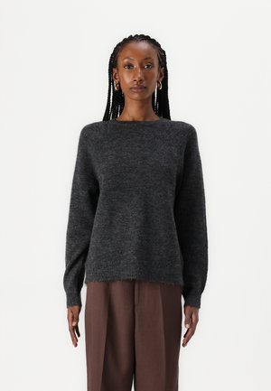 ONLROME LIFE O NECK  - Stickad tröja - dark grey melange