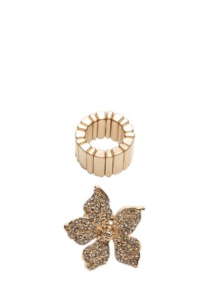 SET OF 2 FLOWER RHINESTONE - Bague - gold-coloured