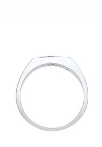 Anello d'argento con superficie liscia e lucida, caratterizzato da una fascia larga e un design a superficie piatta. Stile minimalista senza decorazioni.