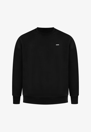 Schwarzer Sweatshirt aus Baumwollmischung, mit Rundhalsausschnitt, langen Ärmeln, gerippten Bündchen und Saum, sowie einem kleinen Markenlogo auf der Brust.