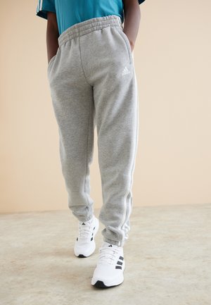 ESSENTIALS 3-STRIPES FLEECE - Tracksuit bottoms - medium grey heather/white