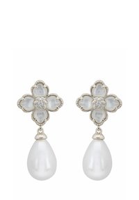 FLOWER CLOVER PEARL DROP MOTHER OF PEARL - Oorbellen - silver-coloured