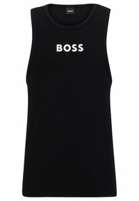 Svart ärmlös tanktop i bomull, med rundad halsringning och djärv vit "BOSS"-logotyp centrerad på bröstet.