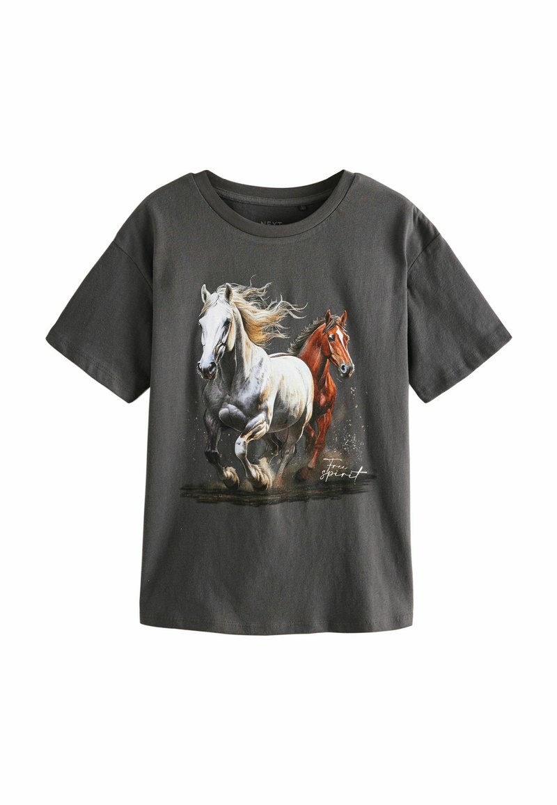 Next REGULAR FIT - HORSES OVERSIZED GRAPHIC  - Trükipildiga T-särk - charcoal grey
