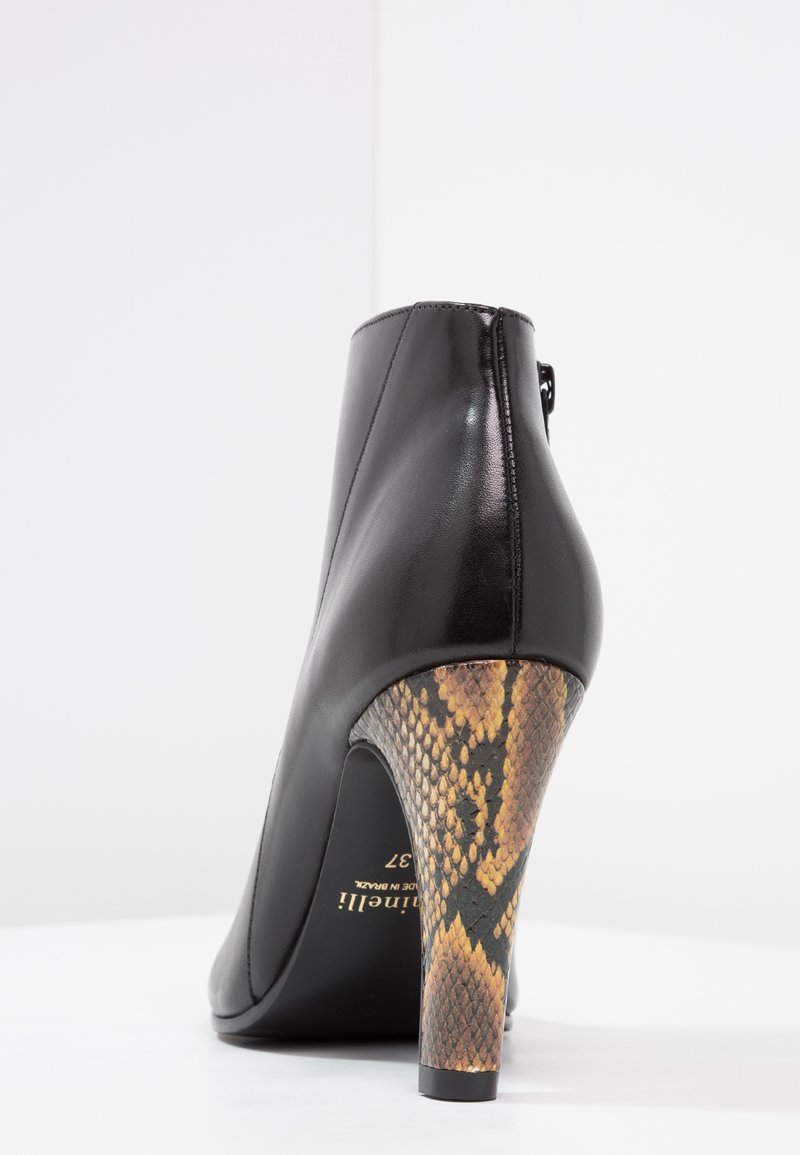 Bottines Minelli à Brides Noires En Cuir Avec Talons Décoratifs - Taille 40, état Neuf