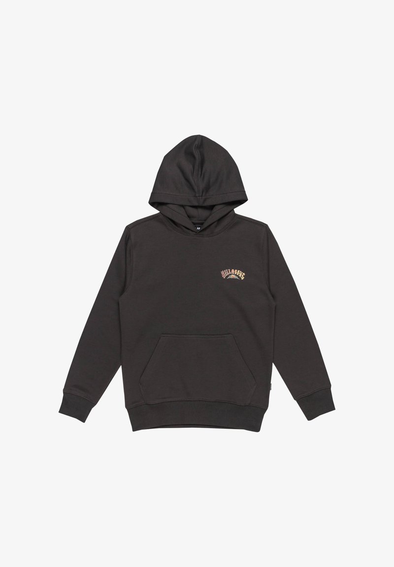 Sweat à capuche gris foncé en mélange de coton. Comprend une poche avant, des poignets côtelés et un petit logo brodé sur la poitrine.