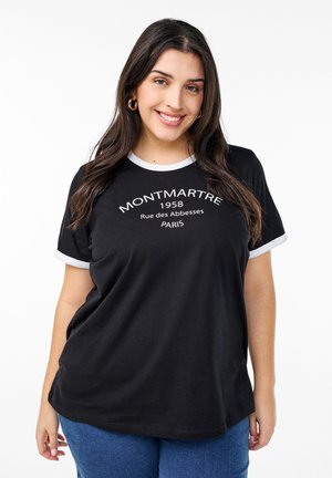 Print T-shirt - black w an  wh paris