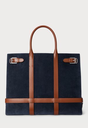 SUEDE & LEATHER LARGE DEVYN TOTE BAG - Shopping bag - navy/tan