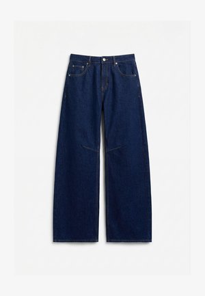 Topshop, Wide-fit TSBARREL High rise Barrel Fit - Широки дънки - dark blue denim detail:indigo rinse