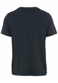 T-shirt gris foncé uni à manches courtes et col rond, présenté de dos sur un fond blanc.