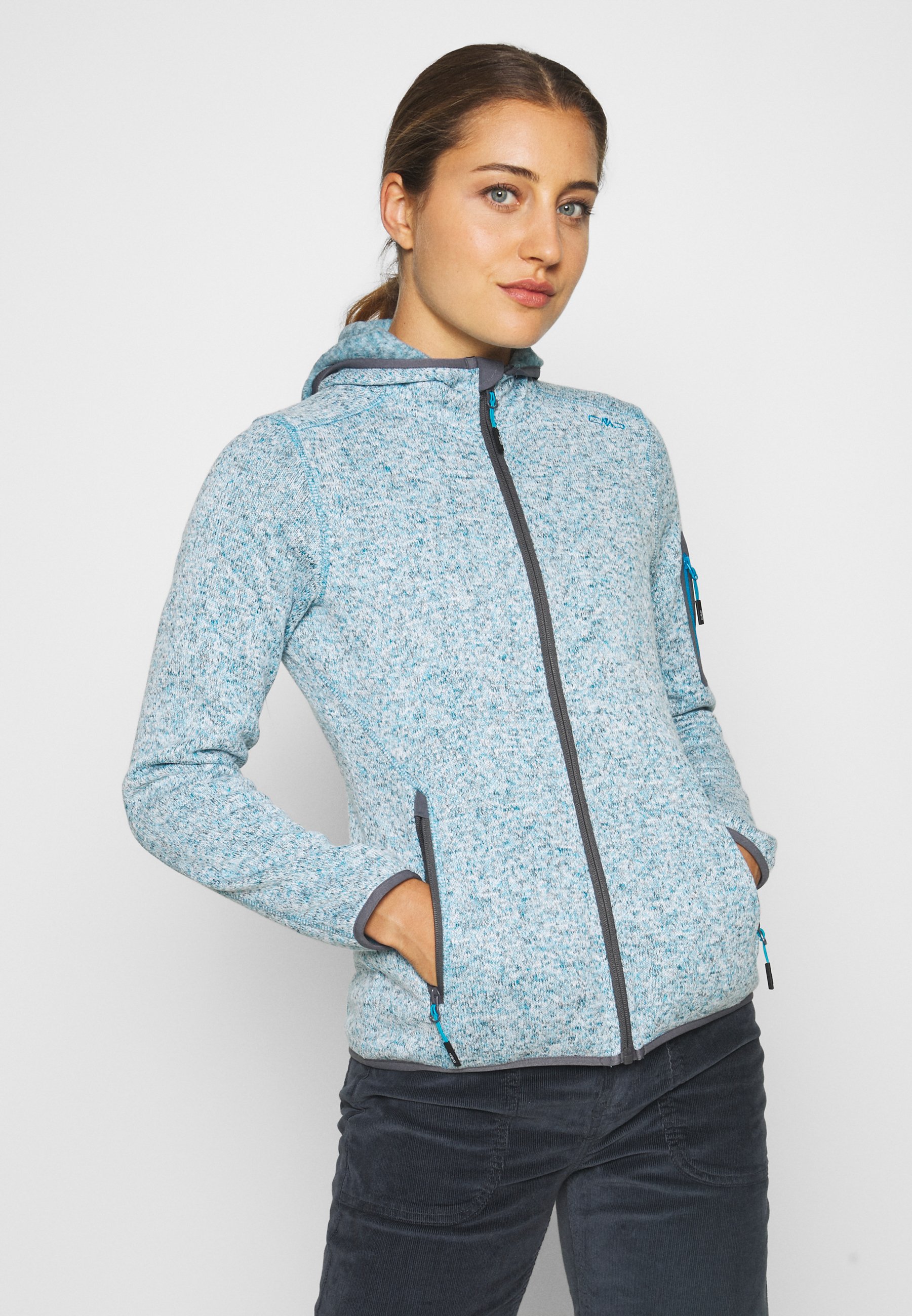 WOMAN JACKET FIX HOOD Fleecejacke danubio melangegraffite WOMAN JACKET FIX HOOD Fleecejacke danubio melangegraffite