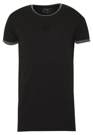 Sort T-shirt med rund halsudskæring og korte ærmer i grå nuance. Har et præget logo på fronten. Lavet af blødt bomuldsstof.