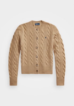 Polo Ralph Lauren, CABLE KNIT WOOL CASHMERE CARDIGAN - Kardigán - collection camel melange