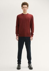 TOM TAILOR DENIM BASIC CREWNECK  - Strickpullover - velvet red navy mouline