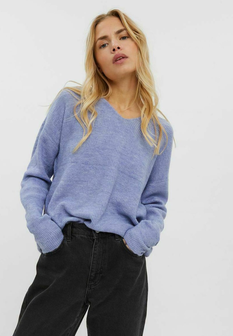 Vero Moda VMCREWLEFILE V-NECK NOOS - Pulover - purple impression