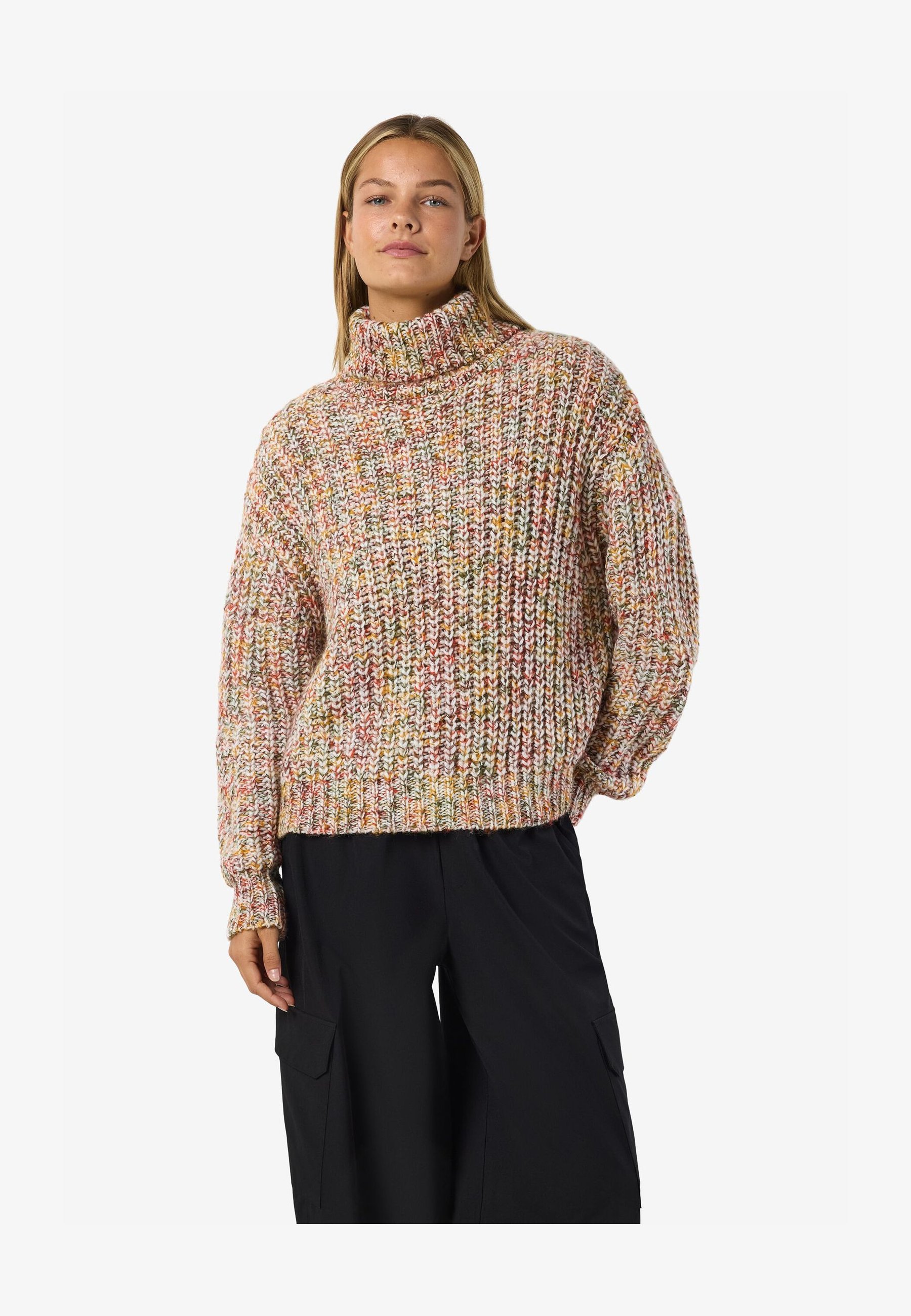 Noisy May Nmmaysa L/S: Maglione Donna Corto A Collo Alto In Misto Cotone, Perfetto Con Jeans E Sneaker!