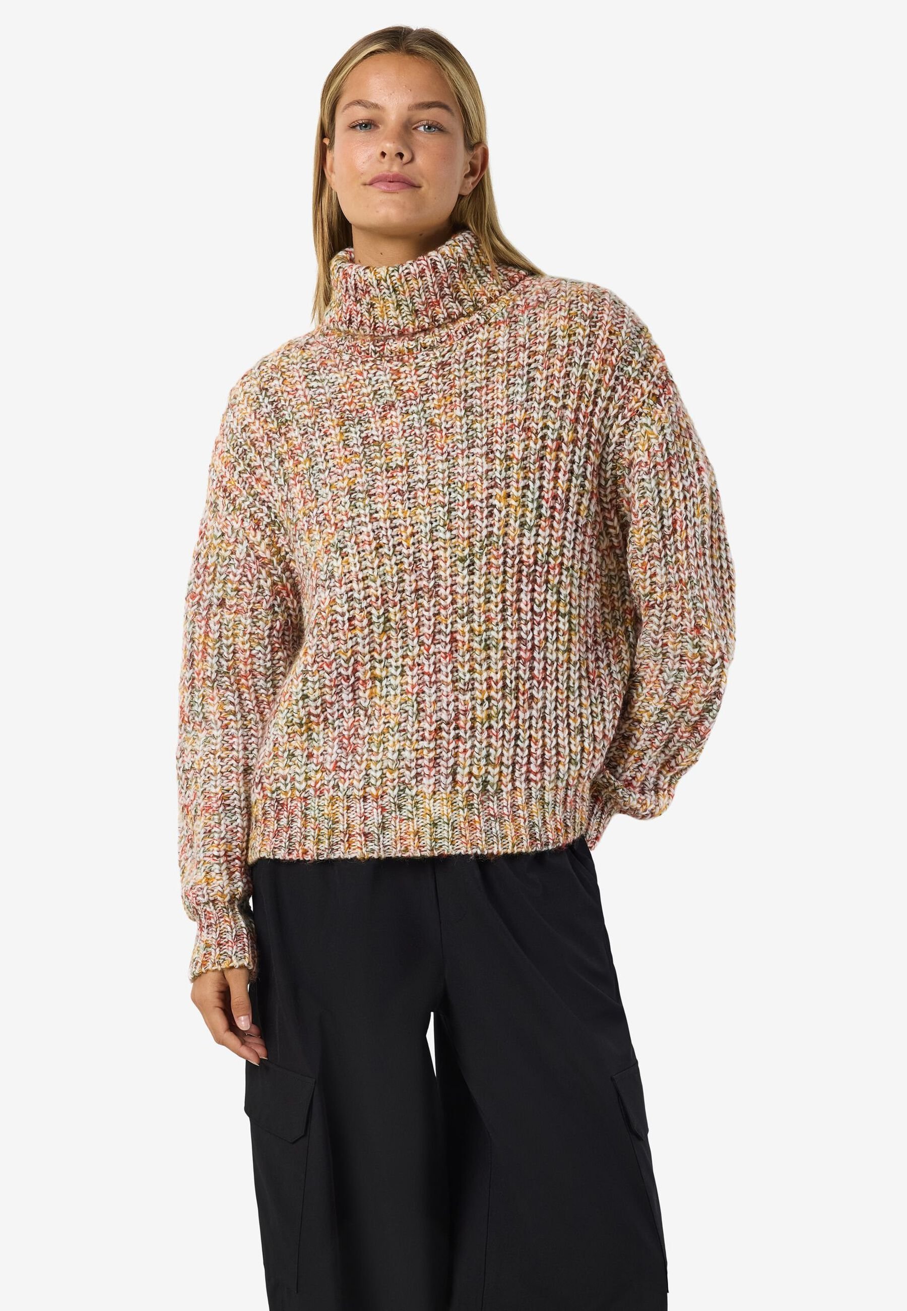 Noisy May Nmmaysa L/S: Maglione Donna Corto A Collo Alto In Misto Cotone, Perfetto Con Jeans E Sneaker!
