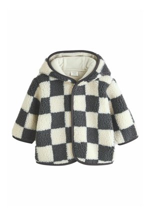 Next, REGULAR FIT -  HOODED BORG - Fleecejakke - charcoal grey checkerboard
