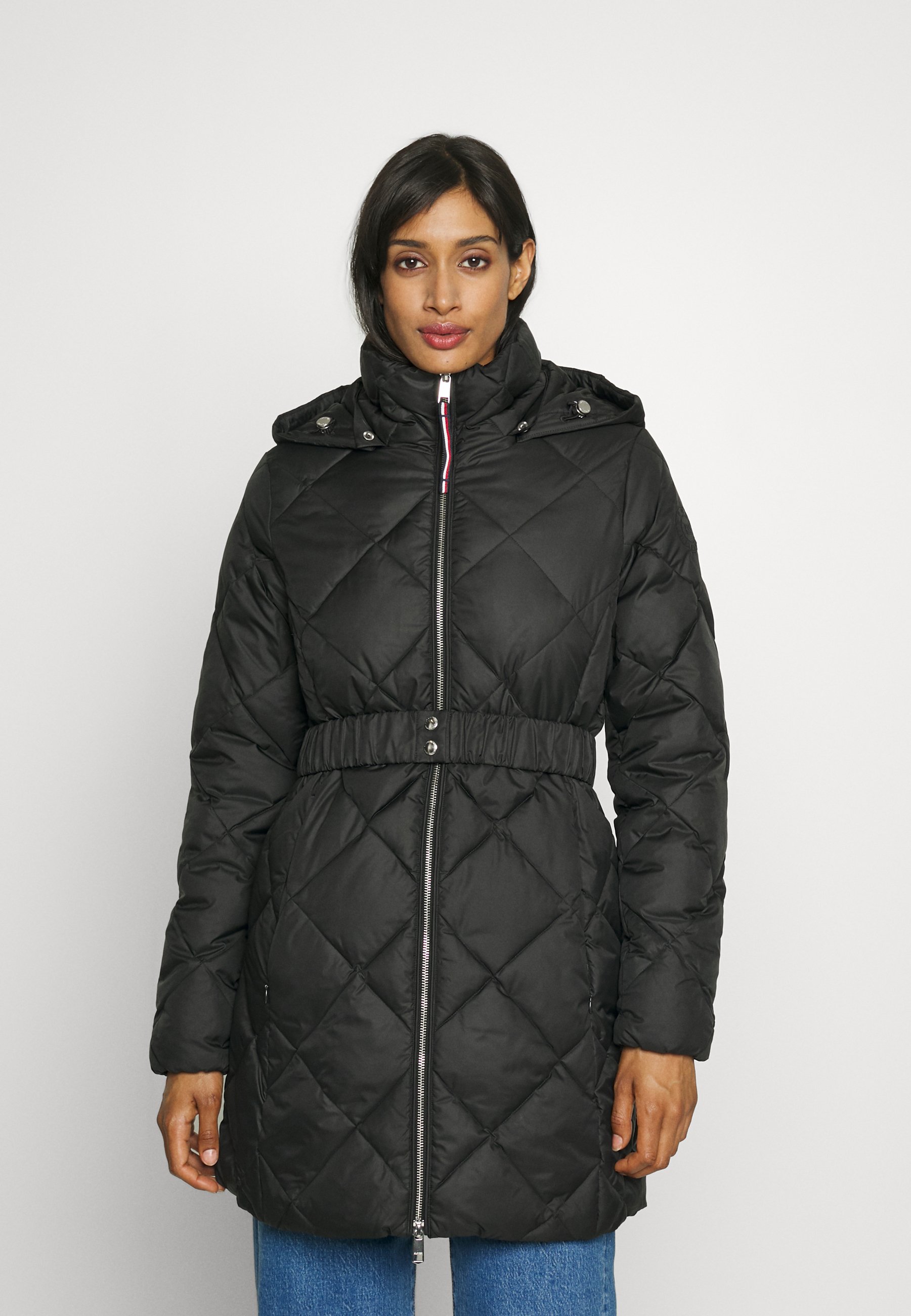 Tommy Hilfiger ELEVATED BELTED QUILTED COAT - Kurzmantel - black/schwarz