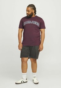 Jack & Jones JJECALEB VARSITY TEE O NECK - T-Shirt print - vineyard wine