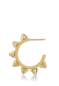 Boucle d'oreille créole en or avec une forme courbée, six pointes triangulaires le long du bord extérieur, finition polie et fermeture à charnière.