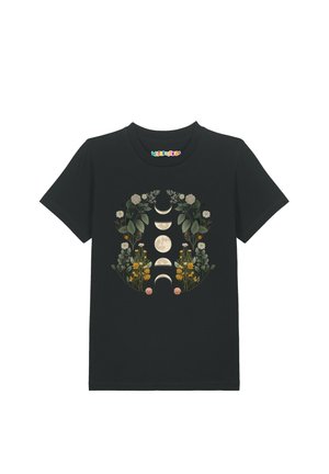 MOONPHASES  FLOWERS  - T-Shirt print - black
