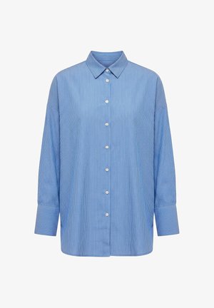 Studio Untold, IRREGULAR STRIPED BUTTON-DOWN TUNIC BLOUSE - Camicia - denim blue
