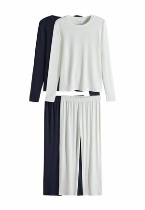REGULAR FIT - 2 PACK  - Nachtwäsche Set - white navy blue